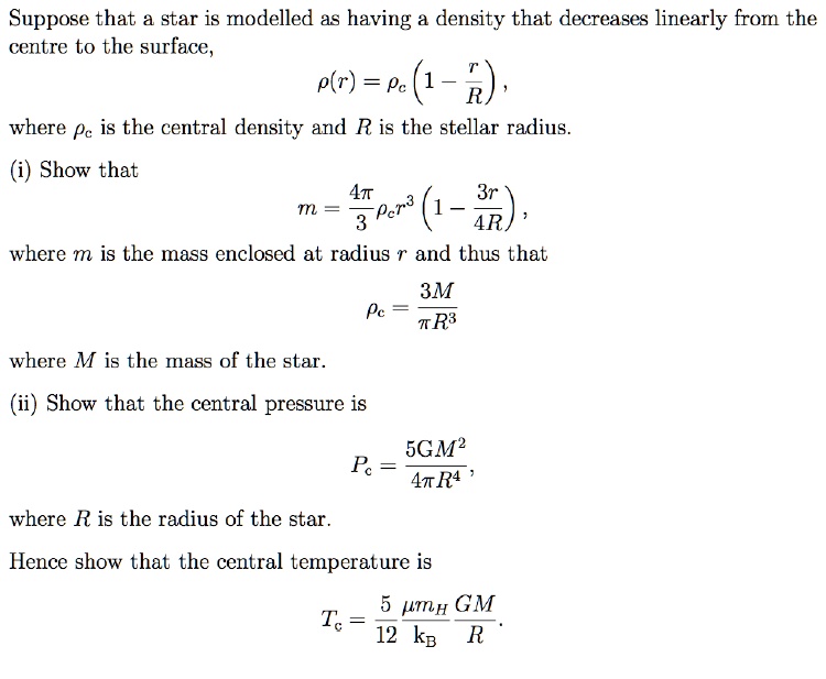 SOLVED Suppose That A Star Is Modelled As Having Density That solved-suppose-that-a-star-is-modelled-as-having-density-that