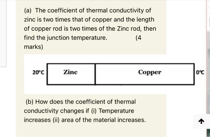 a the coefficient of thermal conductivity of zinc is two times that of ...