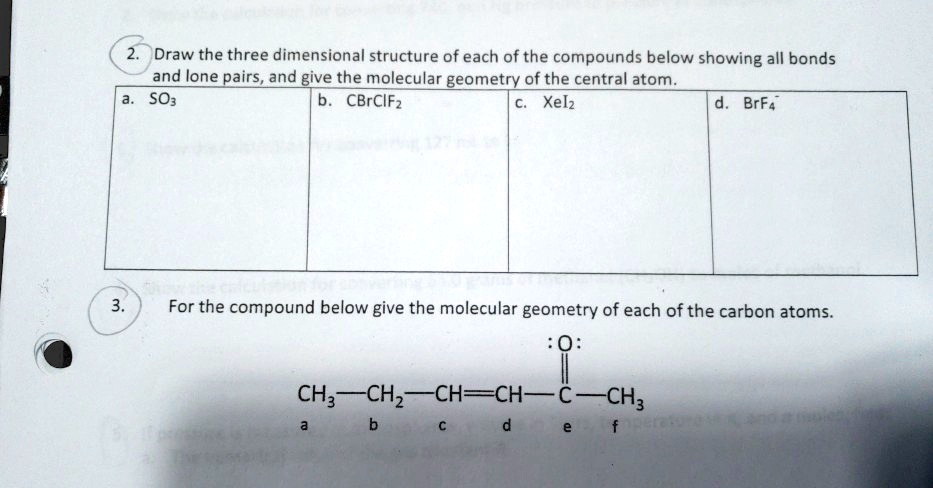 Solved Draw The Three Dimensional Structure Of Each Of The Compounds