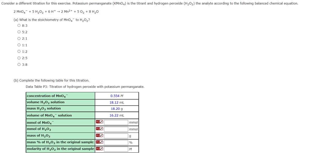 Solved Consider Different Titrations For This Exercise Potassium Permanganate Kmno4 Is The 6288