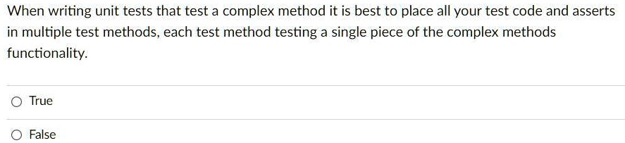 Multi Test Method when writing unit tests that test a complex method it is best to place ...