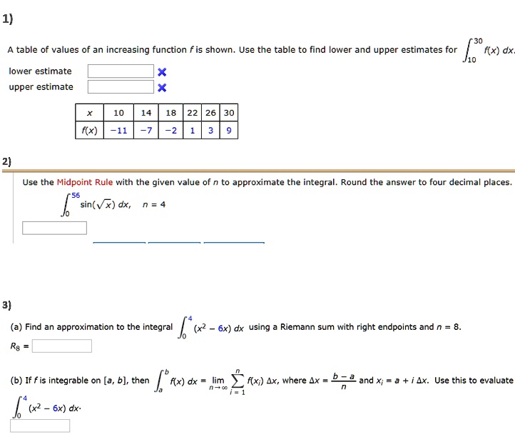 SOLVED 1) Kx) table of values of an increasing function fis shown Use