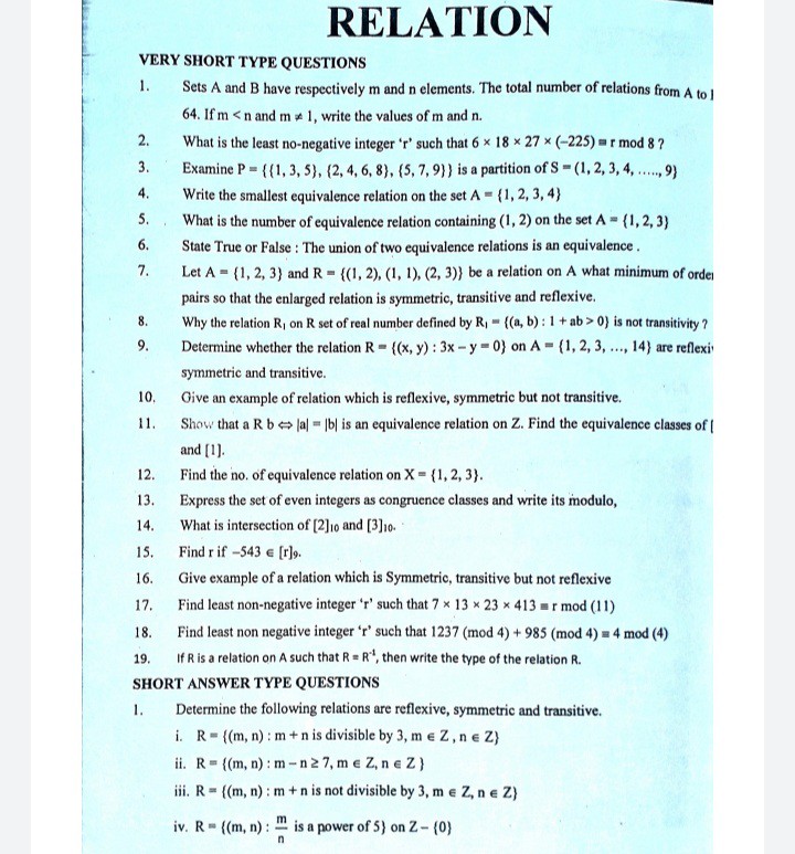 SOLVED RELATION VERY SHORT TYPE QUESTIONS 1 Sets A And B Have solved-relation-very-short-type-questions-1-sets-a-and-b-have