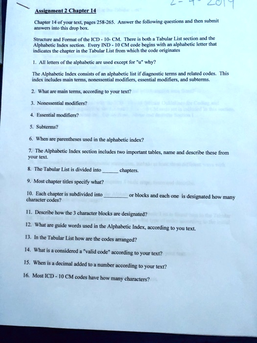 SOLVED: Structure and Format of the ICD-10-CM. There is both a Tabular ...