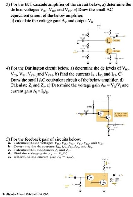 [GET ANSWER] 3) For the BJT cascade amplifier of the circuit below, a ...