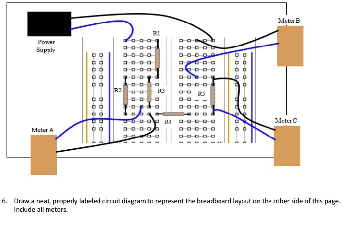 consider the experimental circuit shown MeterB R1 -. Power Supply 0000 ...