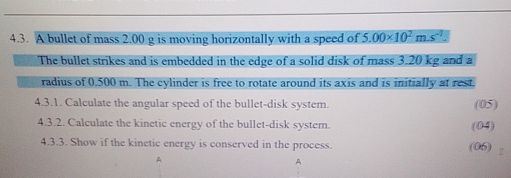 Solid Disc Bullet SOLVED: 4.3. A bullet of mass 2.00 g is moving horizontally with a ...