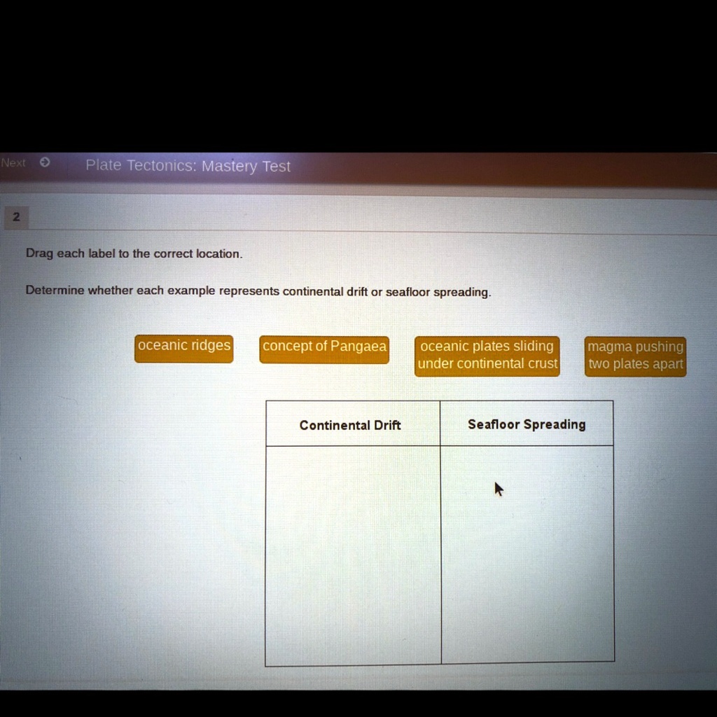SOLVED Determine whether each example represents continental drift or