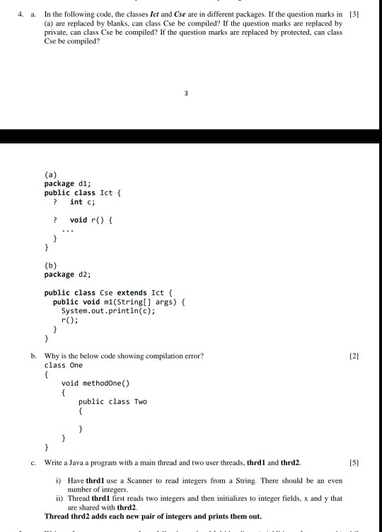 SOLVED: a. In the following code, the classes Ict and Cse are in ...