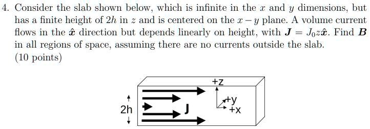 SOLVED: Consider the slab shown below, which is infinite in the x and y ...