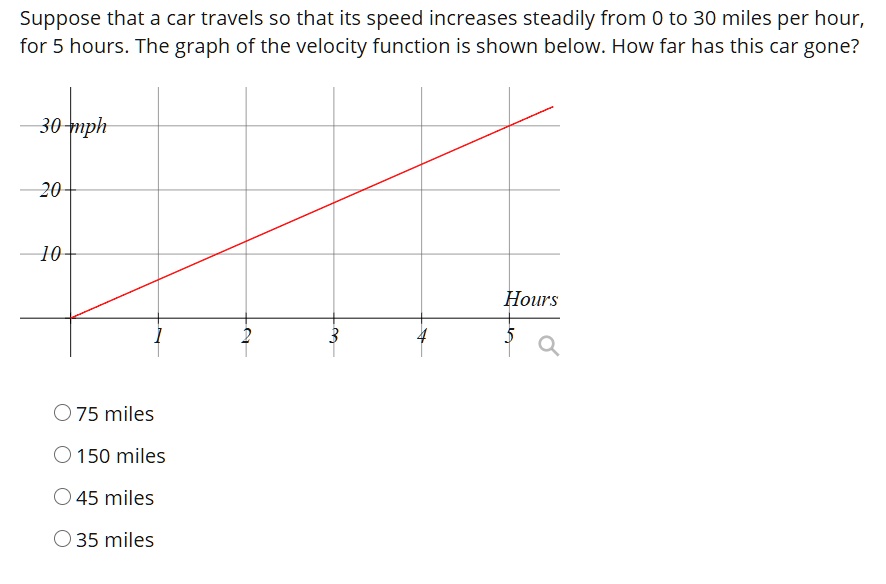 SOLVED: Suppose that a car travels so that its speed increases steadily ...