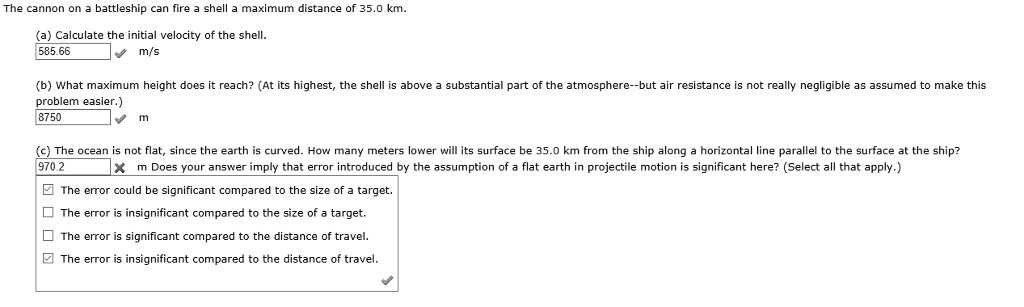 SOLVED: The Lcmmm battleship fire shell mnayimum distance Calculate the ...