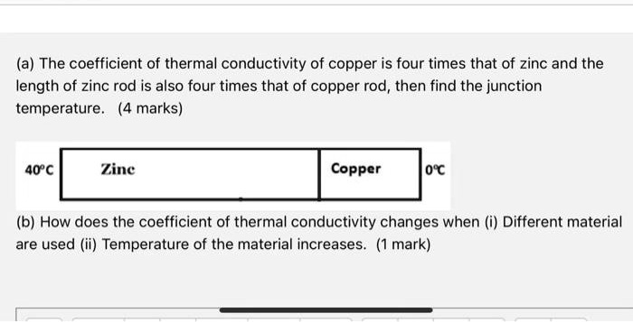 SOLVED: The coefficient of thermal conductivity of copper is four times ...