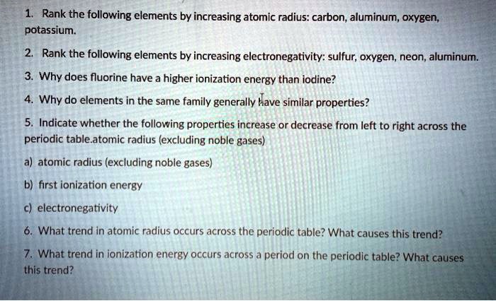 rank the following elements by increasing atomic radius carbon aluminum