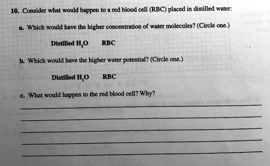SOLVED 10. Consider what would happen to red blood cell (RBC) placed