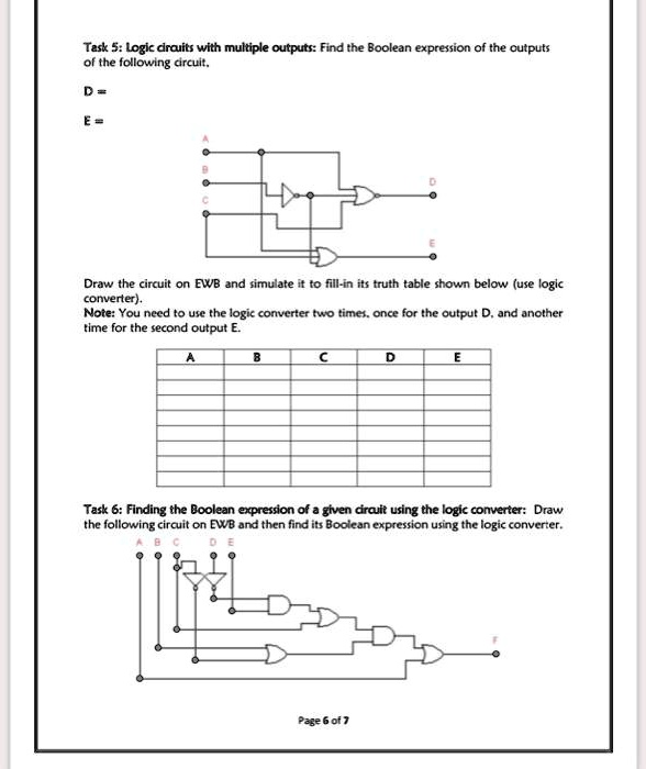 SOLVED: Task 5: Logic circuits with multiple outputs: Find the Boolean ...