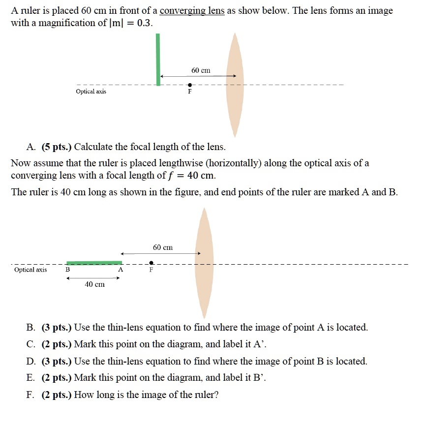 SOLVED A muler is placed 60 cm in front of a converging lens as show