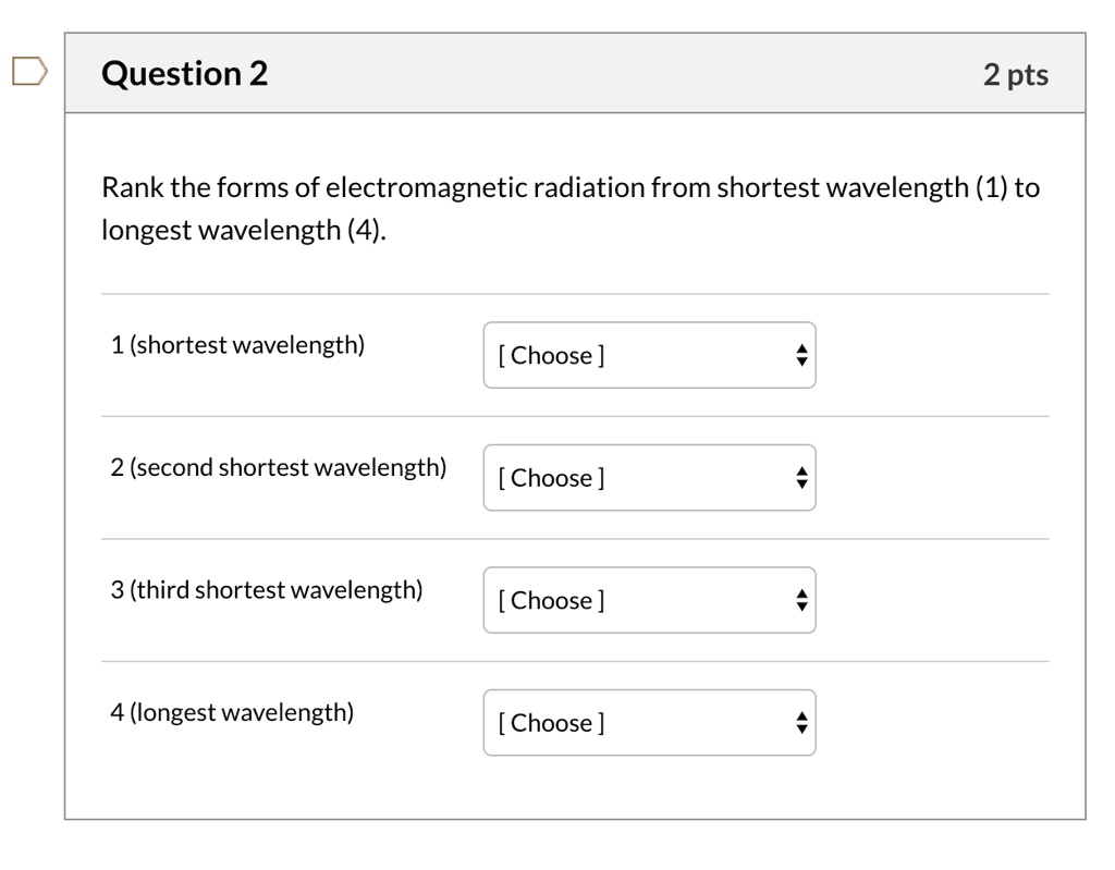 Solved Question 2 2 Pts Rank The Forms Of Electromagnetic Radiation