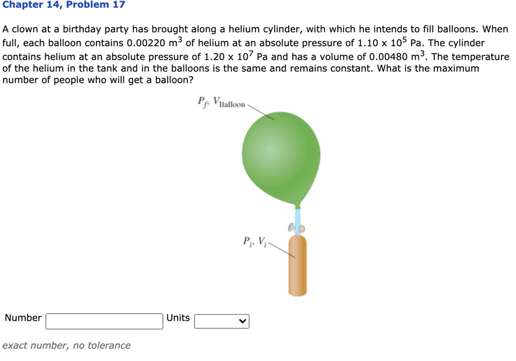 Solved a clown at a birthday party has brought along a helium cylinder
