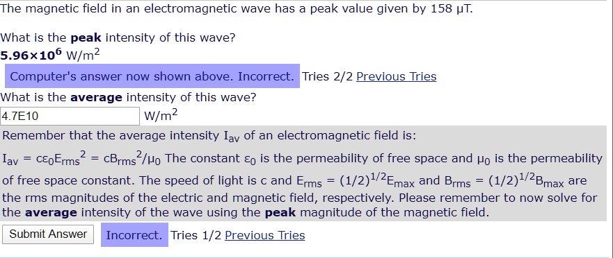 the magnetic field in an electromagnetic wave has a peak value given by ...