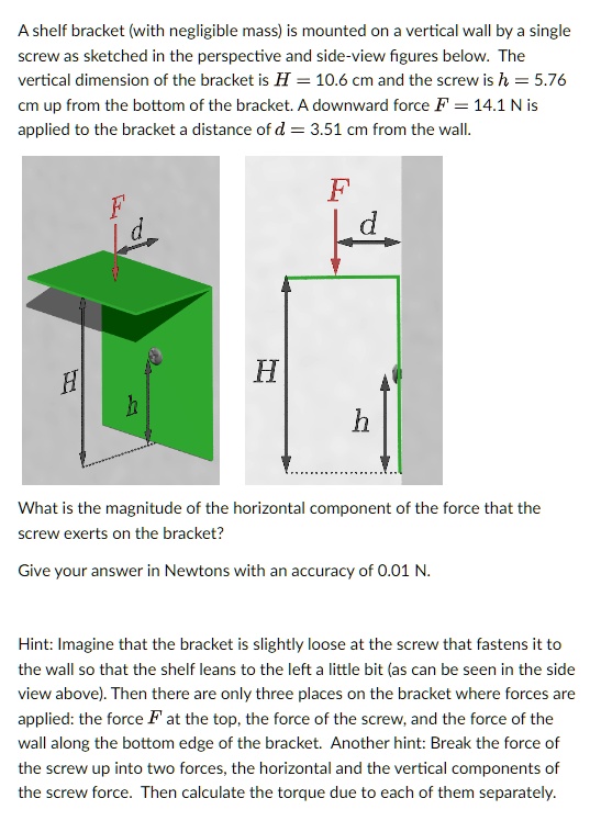 SOLVED A shelf bracket (with negligible mass) is mounted on a vertical