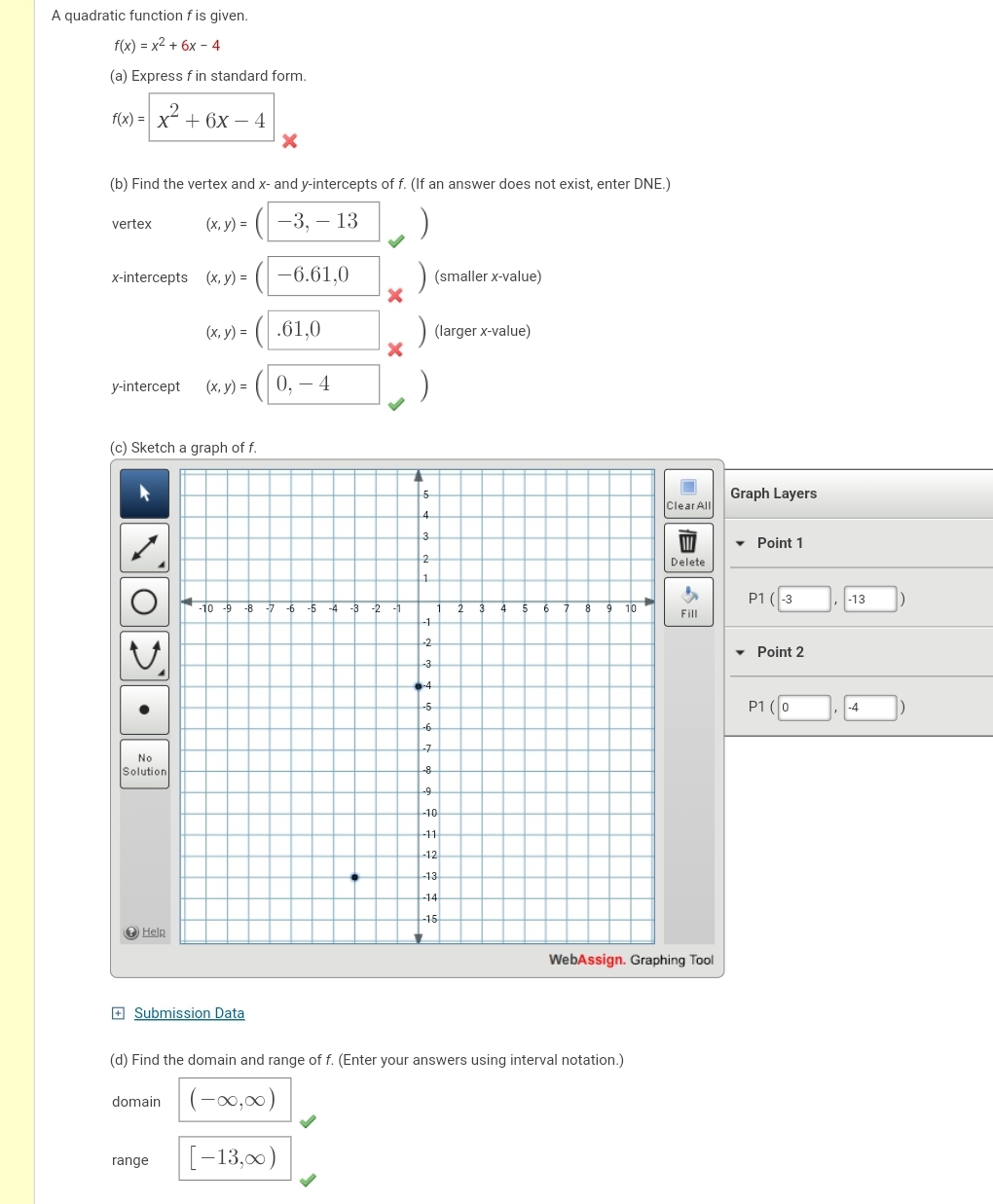 Solved A Quadratic Function F Is Given Fxx26 X 4 A Express F In Standard Form Fxx2 4854