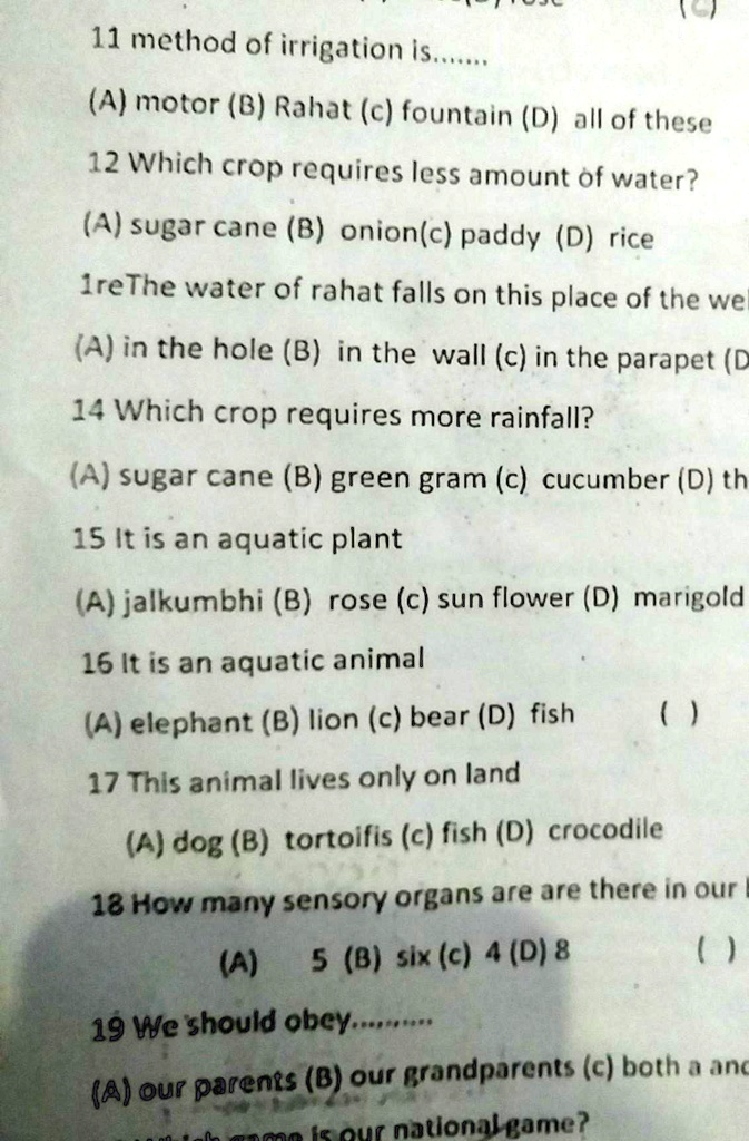SOLVED 'method of irrigation is'