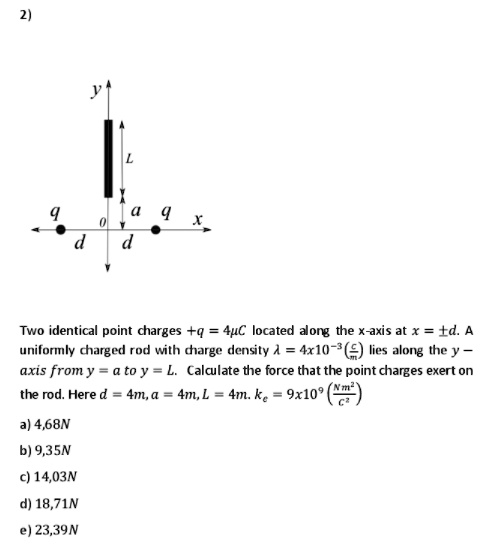 SOLVED: Two identical point charges +q 4pC located along the x-axis at ...