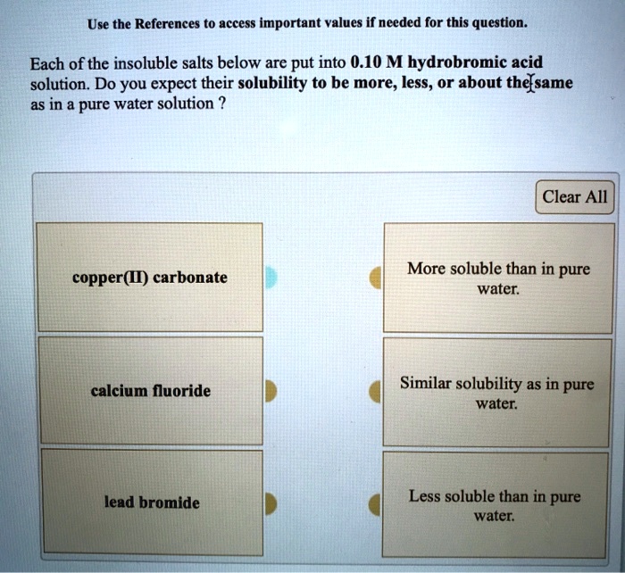 SOLVED Each of the insoluble salts below is put into a 0.10 M