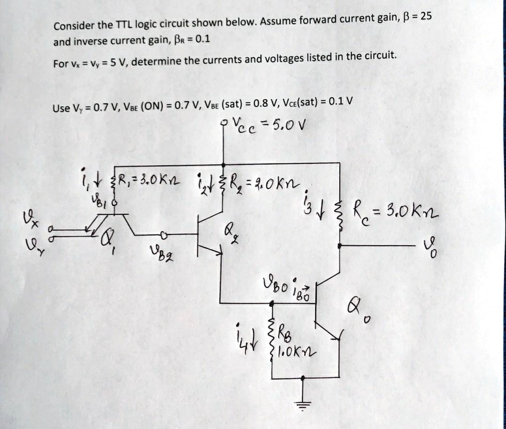 SOLVED: Consider the TTL logic circuit shown below.Assume forward ...