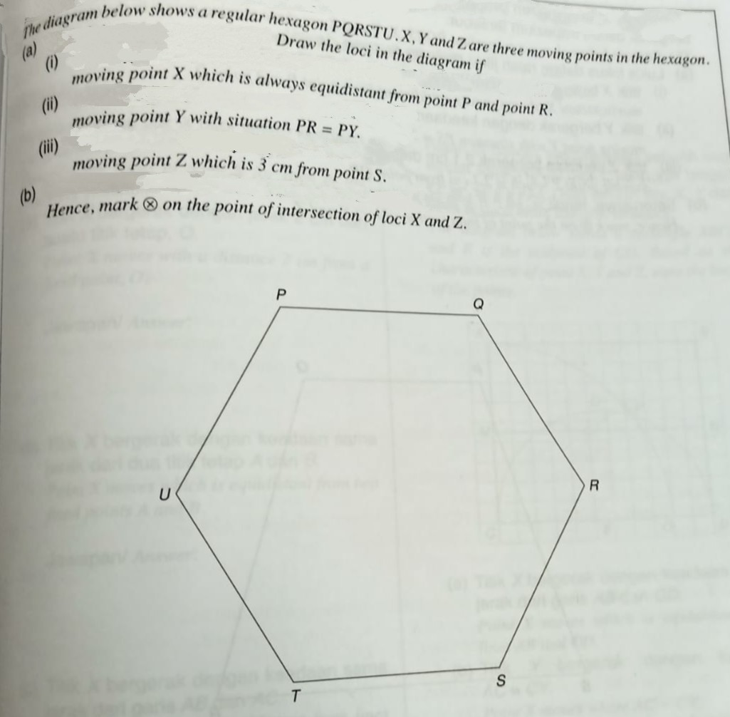 SOLVED the diagram below shows a regular hexagon PQRSTU.X, Y and Z are