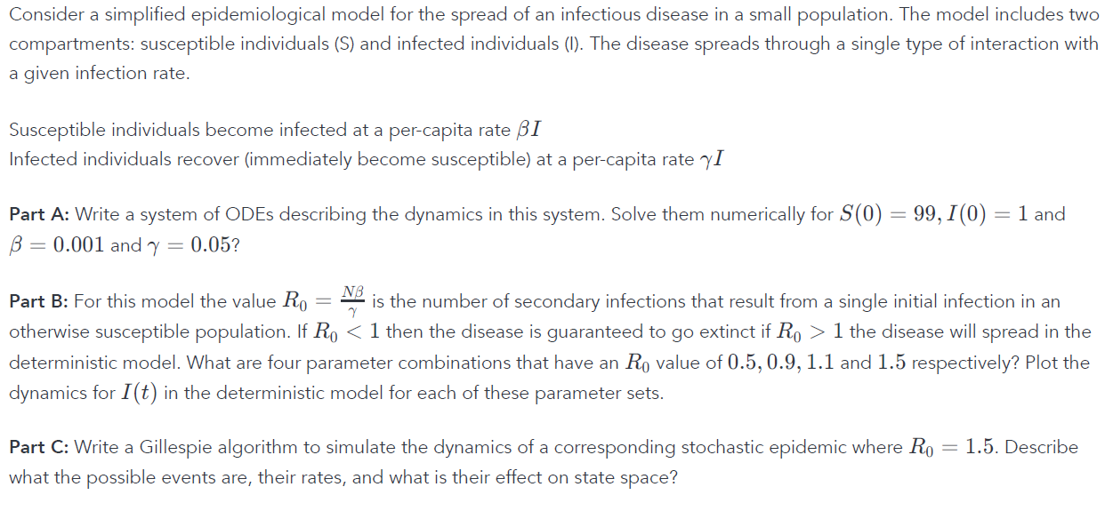 Consider a simplified epidemiological model for the spread of an ...