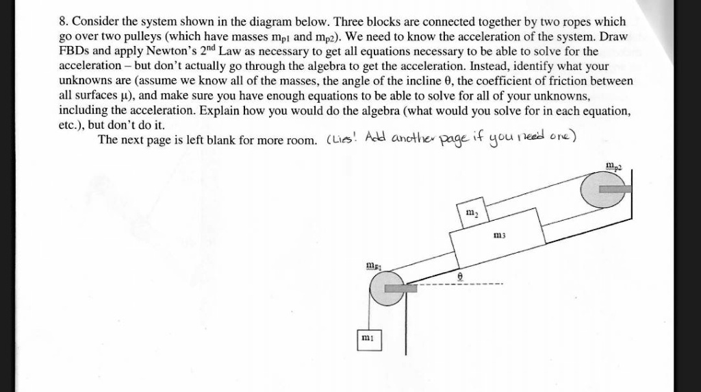 SOLVED 8. Consider the system shown in the diagram below. Three blocks