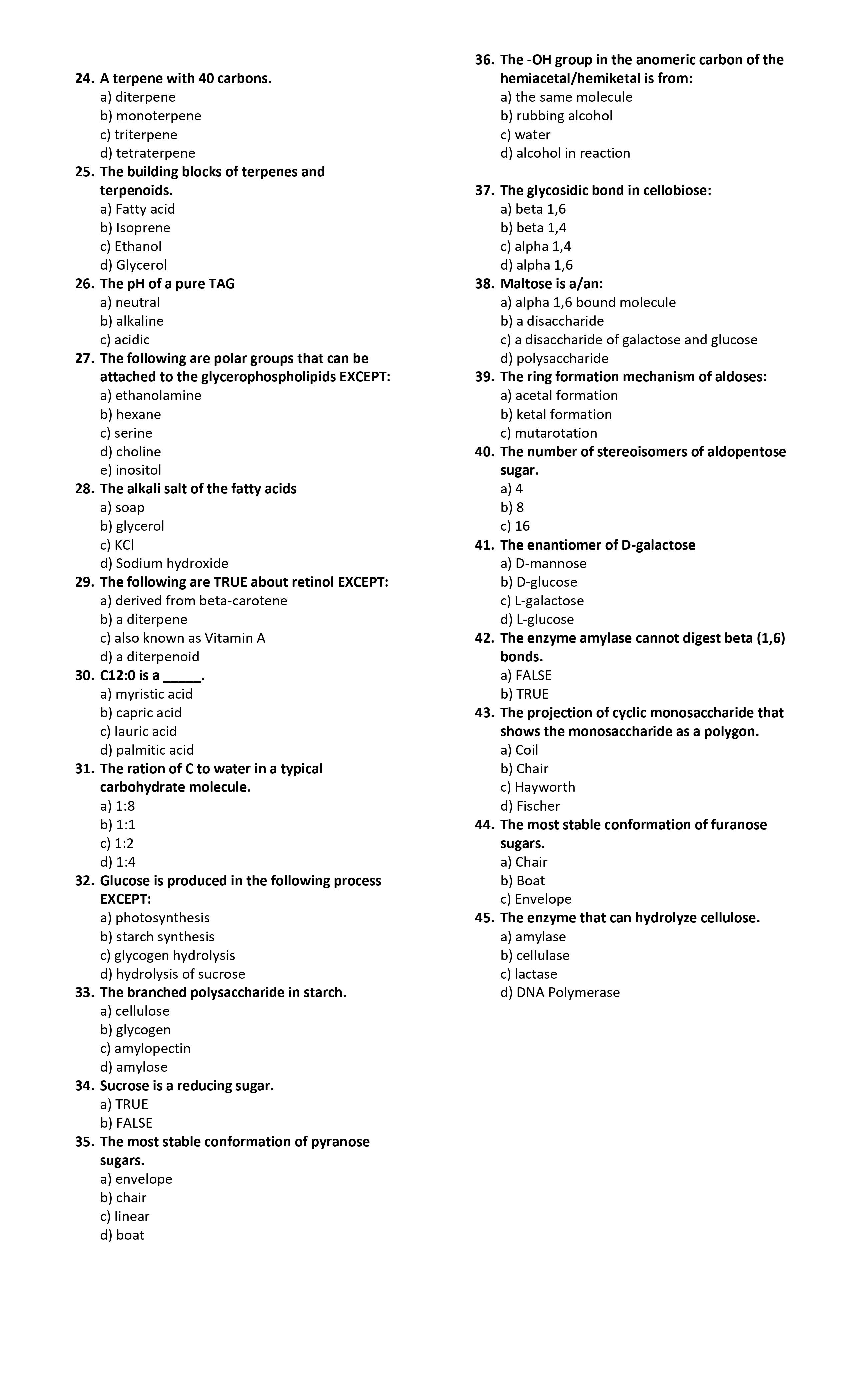 SOLVED: 24. A terpene with 40 carbons. 36. The -OH group in the ...