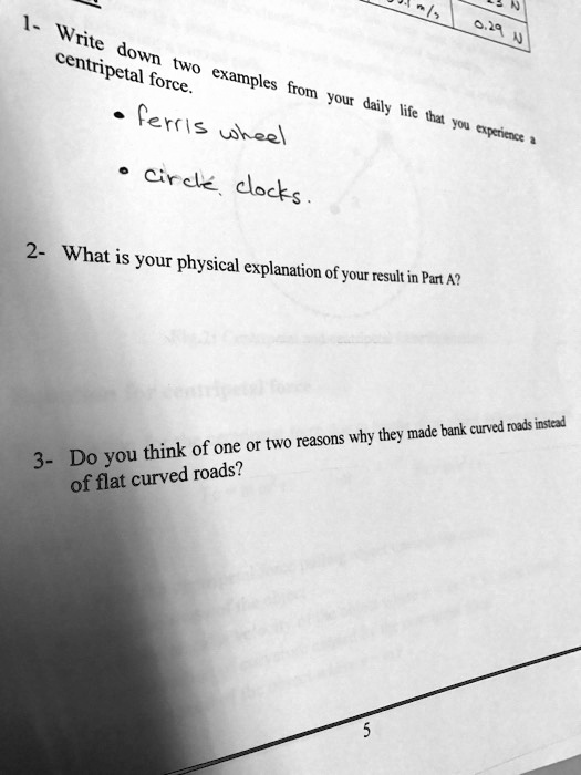 SOLVED Write centripetal "downward" force. Provide examples from your