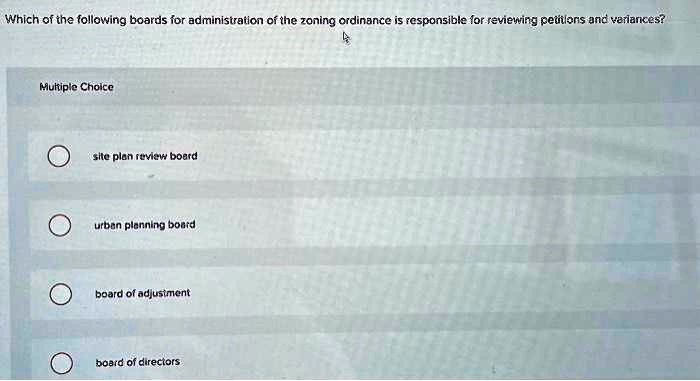 SOLVED: Which of the following boards for administration of the zoning ...