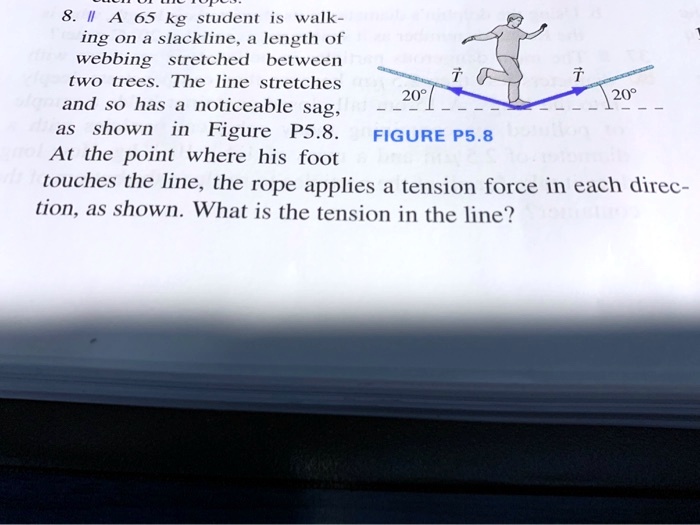 SOLVED 8. 65 kg student walk ing on a slackline length of webbing
