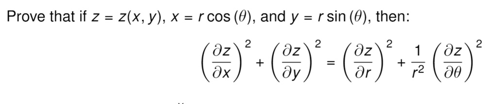 Solved Prove That If Z Z X Y X R Cos 0 And Y R Sin 0 Then Oz Oz