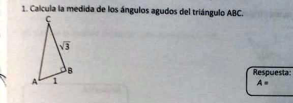 Solved Calcula La Medida De Los ángulos Agudos De El Triángulo Abc 1 Calcula La Medida De Los 9083