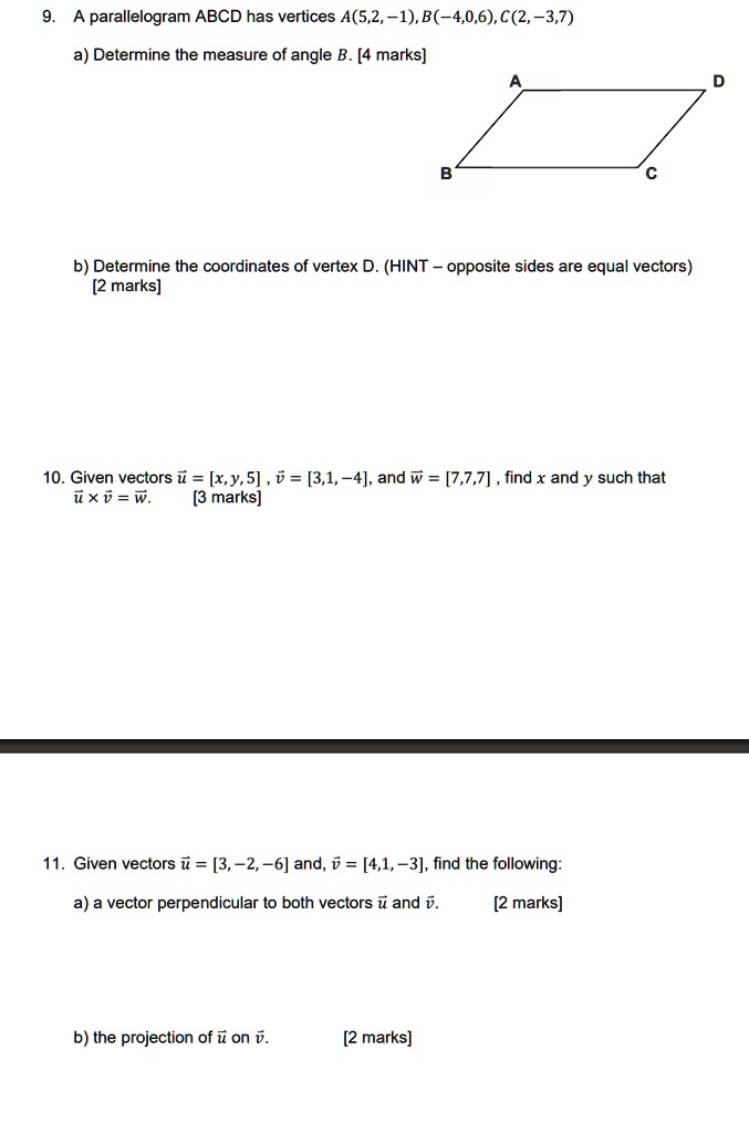 Solved Parallelogram Abcd Has Vertices A52 1 B 406 C2 37 A Determine The 7593