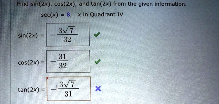 Findi Sin 2x Cos 2x And Tan 2x From The Given Inf Itprospt