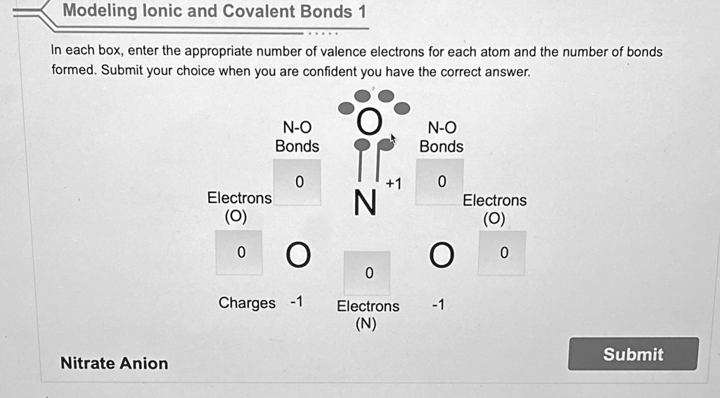 SOLVED: ‘Modeling Ionic and Covalent Bonds 1 In each box, enter the