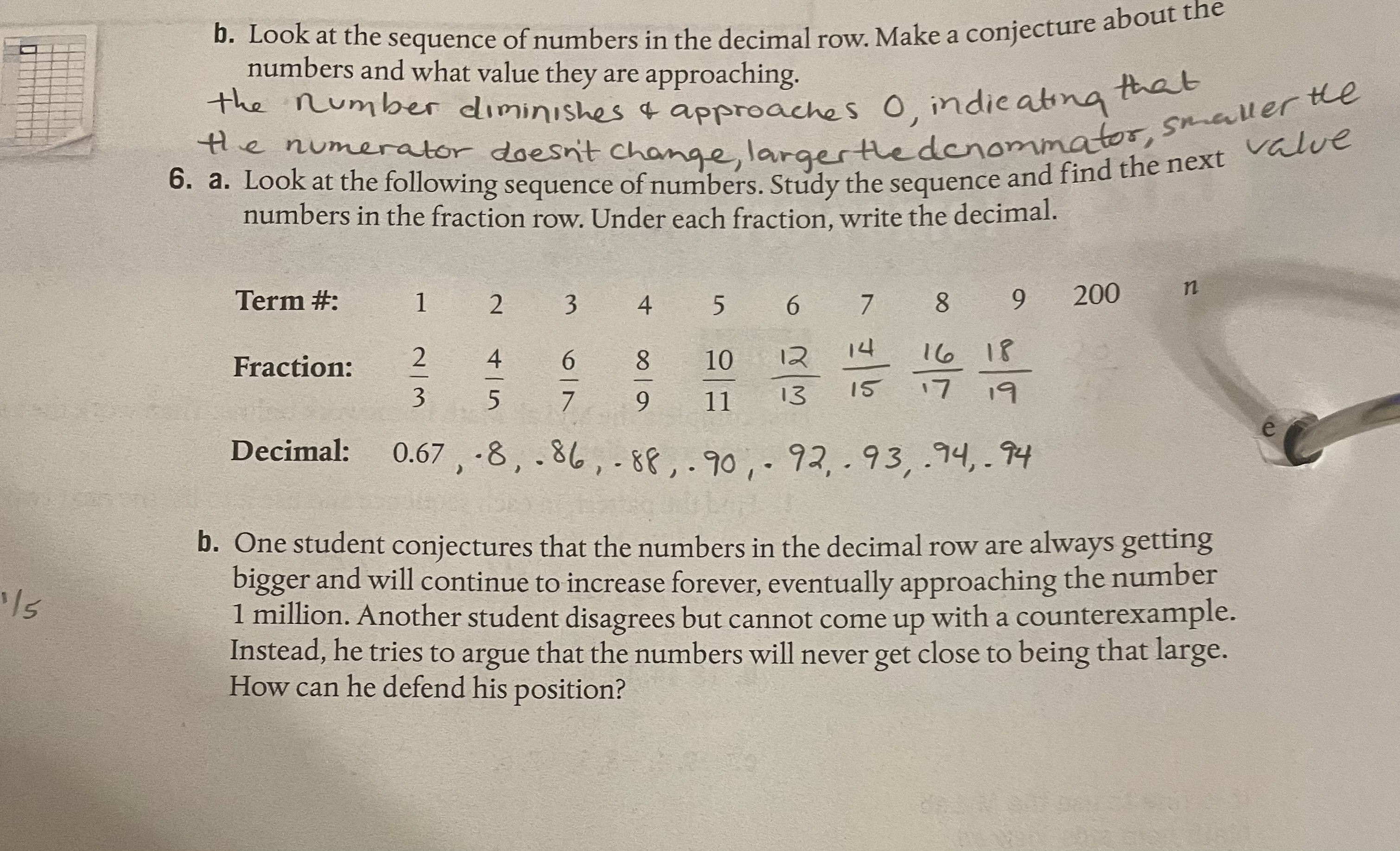 SOLVED: B. Look At The Sequence Of Numbers In The Decimal Row. Make A ...