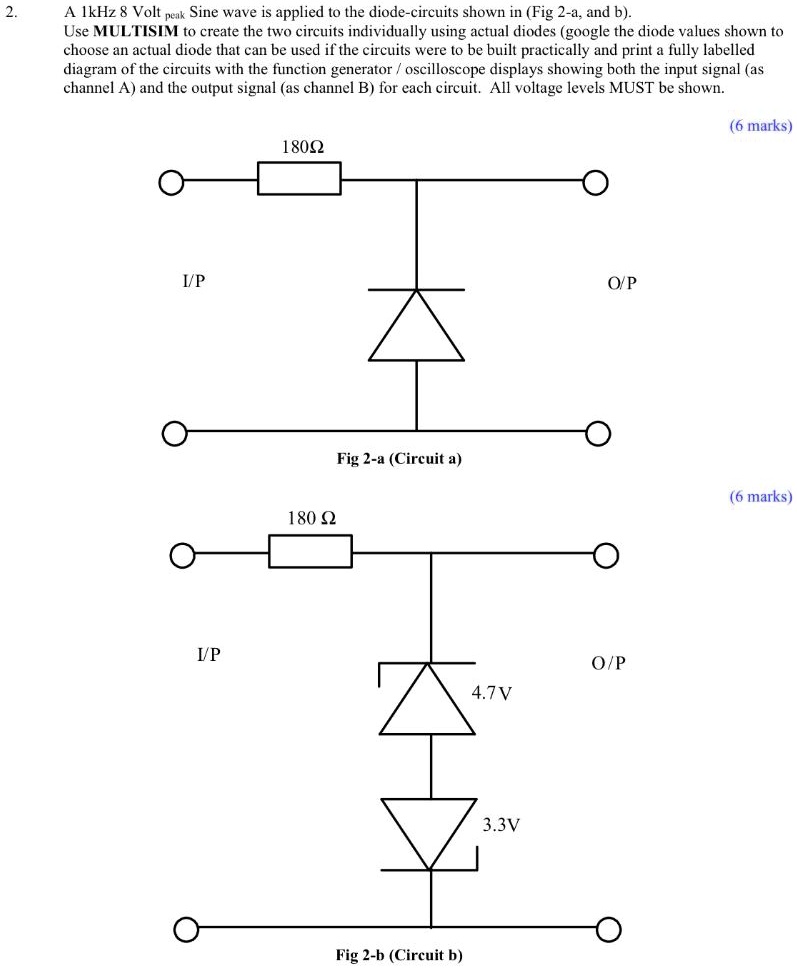 SOLVED A 1kHz 8 Volt peak sine wave is applied to the diode circuits