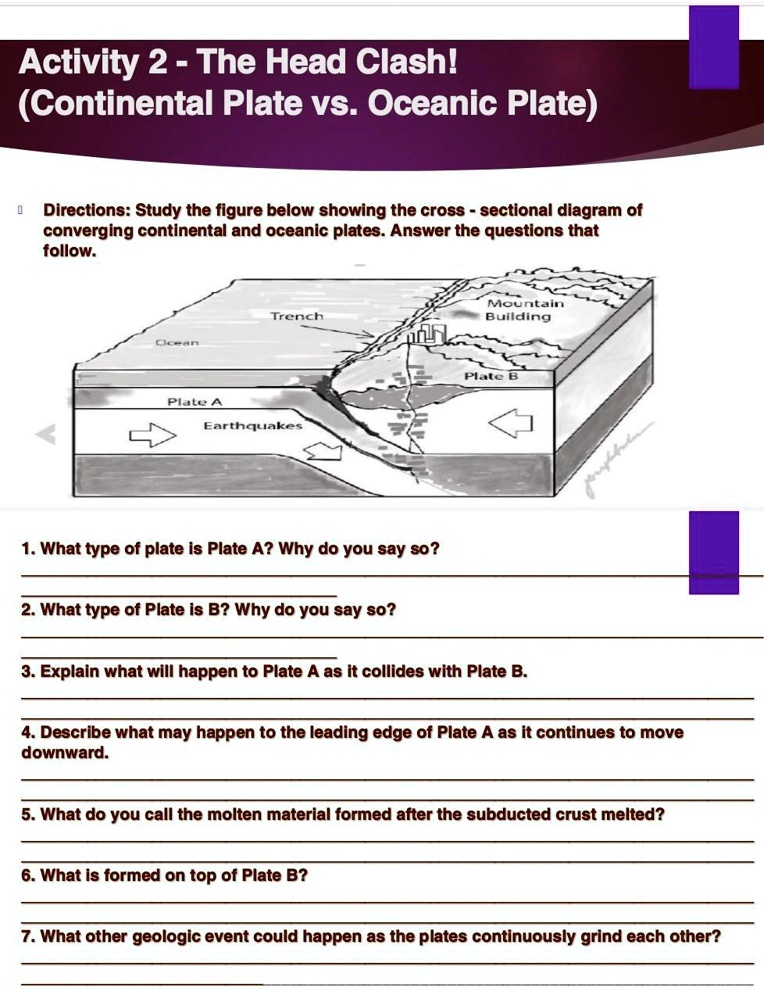 Activity 2 - The Head Clash! (Continental Plate vs. Oceanic Plate ...