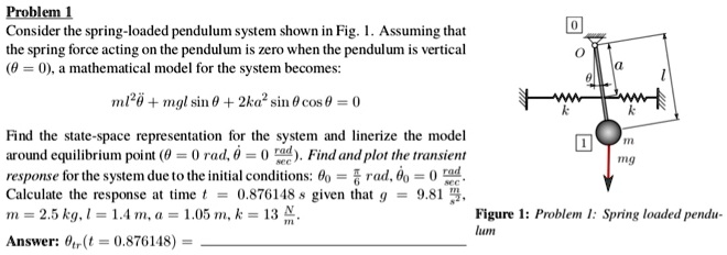 SOLVED: Problem 1: Consider the spring-loaded pendulum system shown in ...