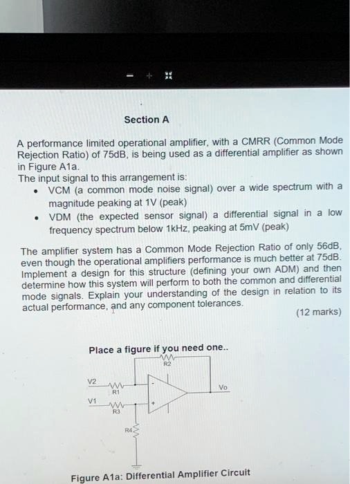 SOLVED Section A A performance limited operational amplifier.with a