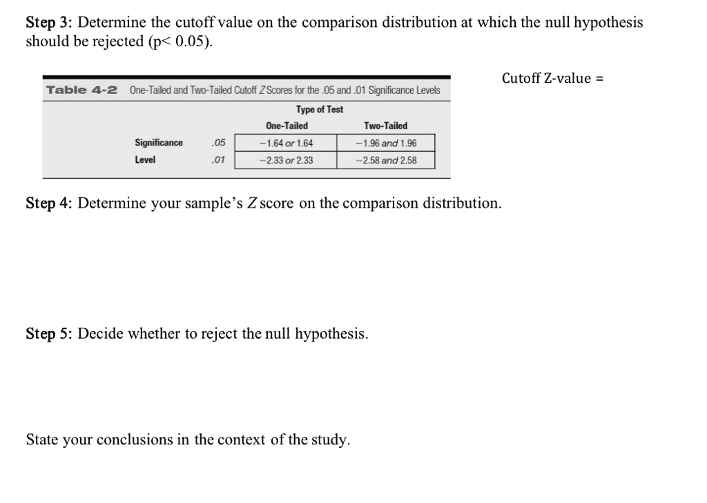 SOLVED Step 3 Determine the cutoff value on the comparison