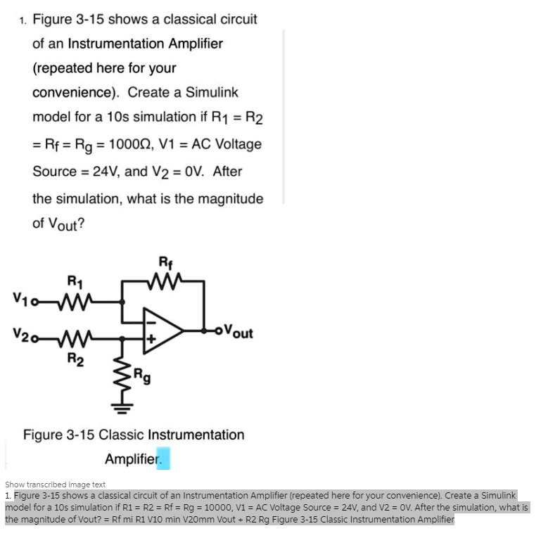 SOLVED Figure 315 shows a classical circuit of an Instrumentation