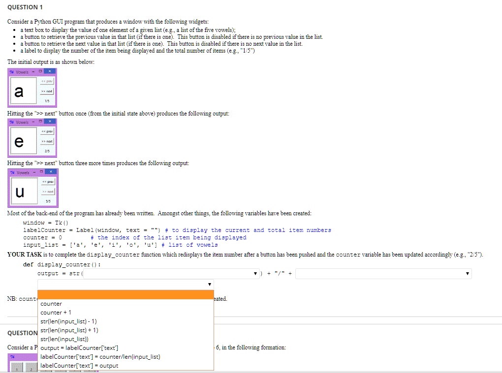 SOLVED: QUESTION 1 Consider a Python GUI program that produces a window ...